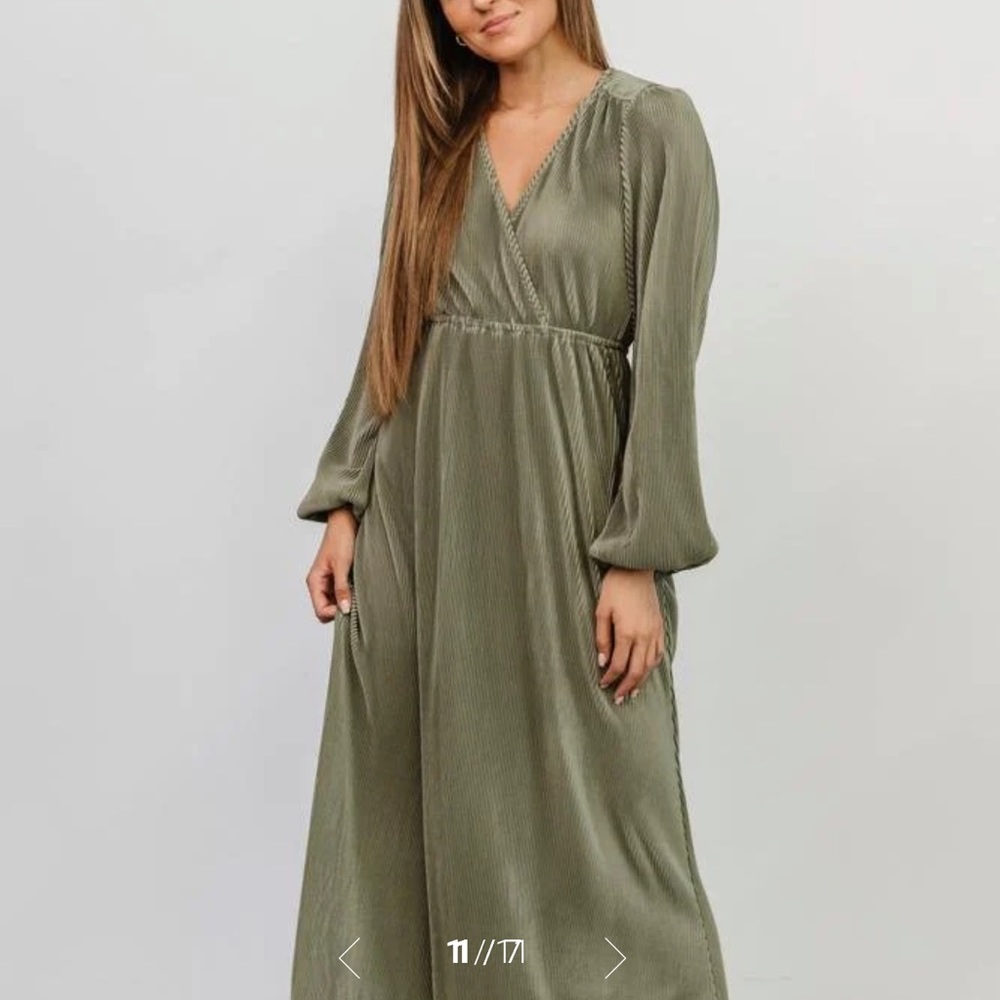 Baltic Born Pleated Venus Maxi Dress in Sage Green